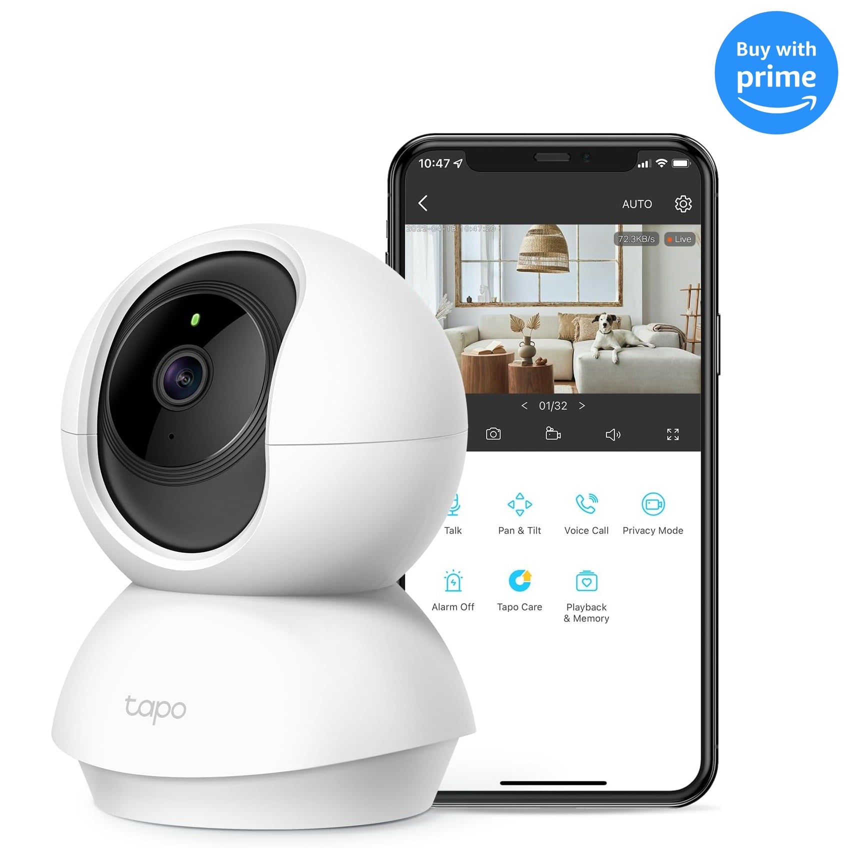 TP-Link Tapo 2K QHD Outdoor Pan/Tilt Wi-Fi Security Camera, 360° View,  Motion Tracking, Color Night Vision, Free Person/Vehicle/Motion Detection