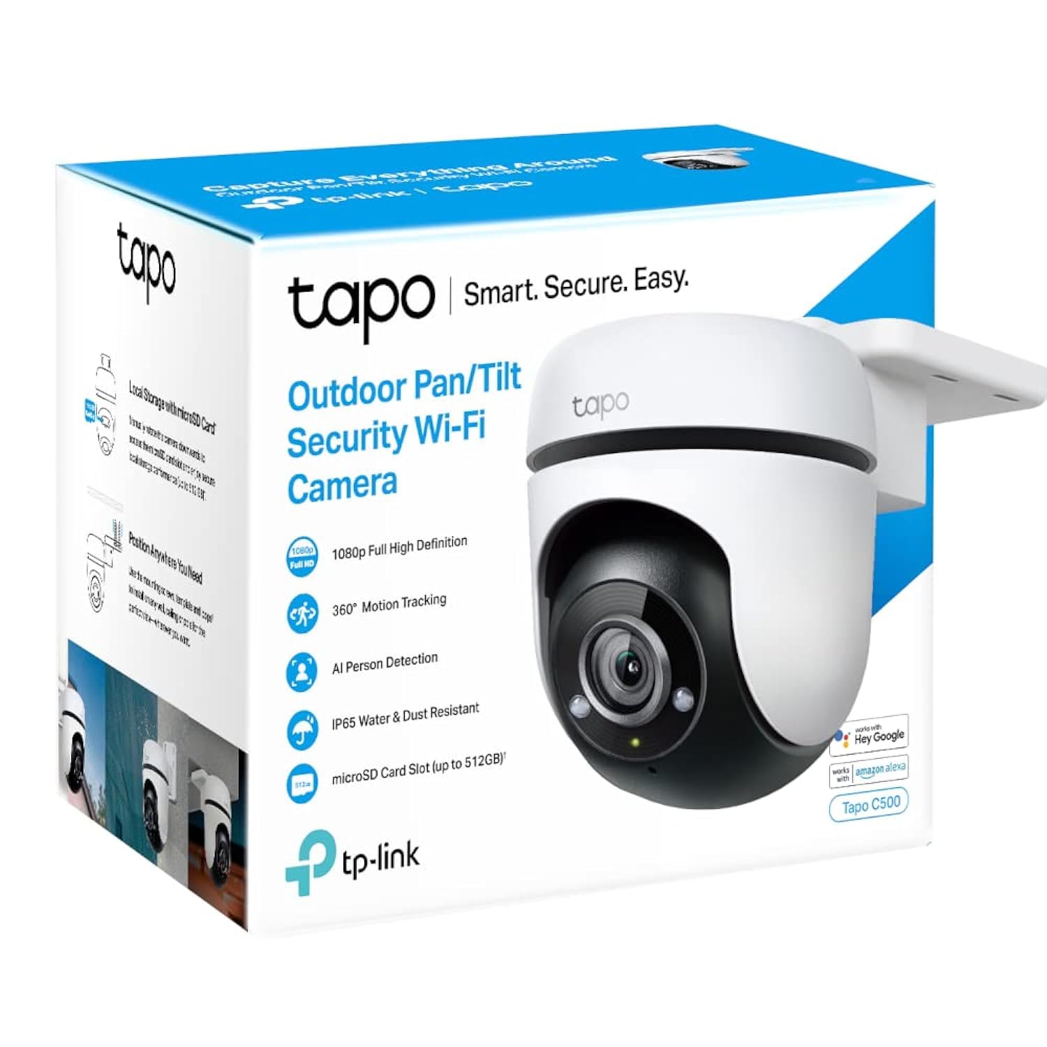 TP-Link Tapo 1080P Outdoor Wired Pan/Tilt Security Wi-Fi Camera, 360°