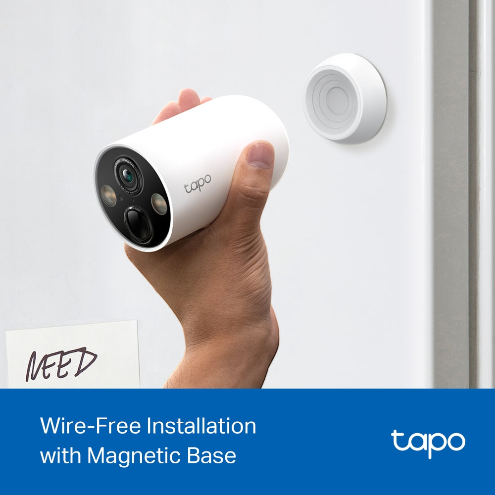 TP-Link Tapo Wire-Free MagCam, Indoor/Outdoor 2K Battery Powered Smart Security Camera with Magnetic Mount