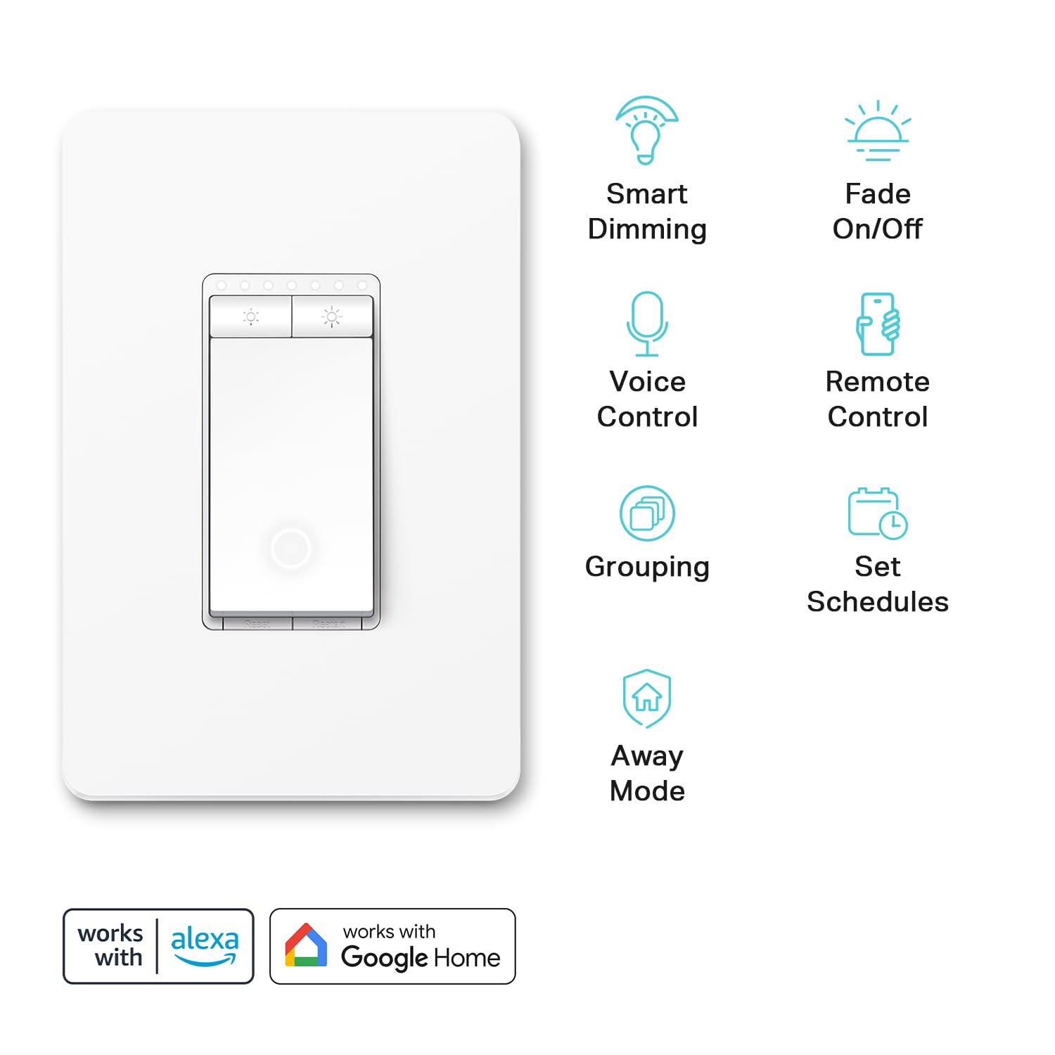 Kasa Smart Dimmer Switch, Single Pole, 2.4GHz Wi-Fi Light Switch, Work with Alexa & Google Home, HS220