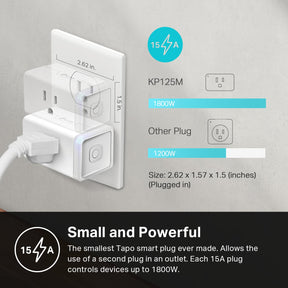 Kasa Matter Smart Plug w/ Energy Monitoring, Compact Design, 15A/1800W Max, Easy Setup, Works with Apple Home, Alexa & Google Home, 2.4G Wi-Fi Only, KP125MP4