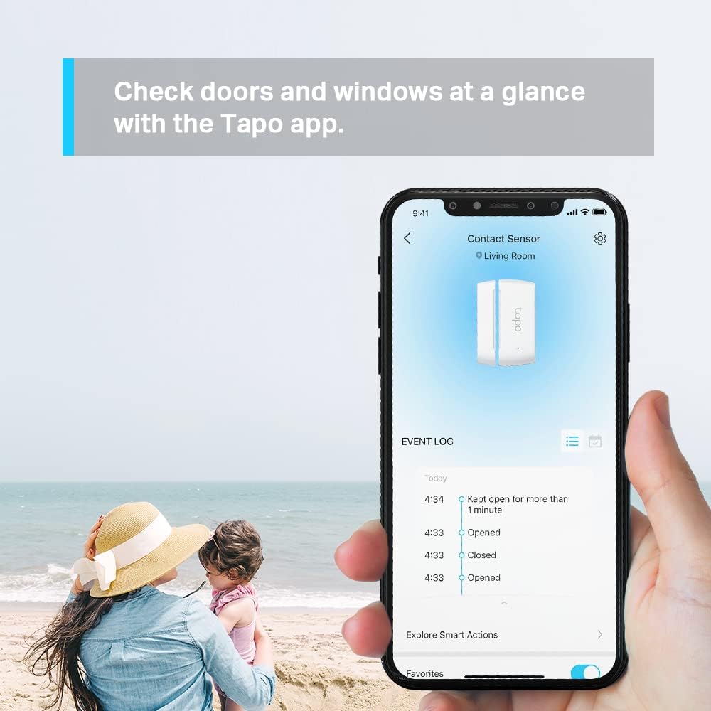 Tapo Door Sensor Mini Long Battery Life w/ Sub-1G Low-Power Wireless protocol (Tapo T110)