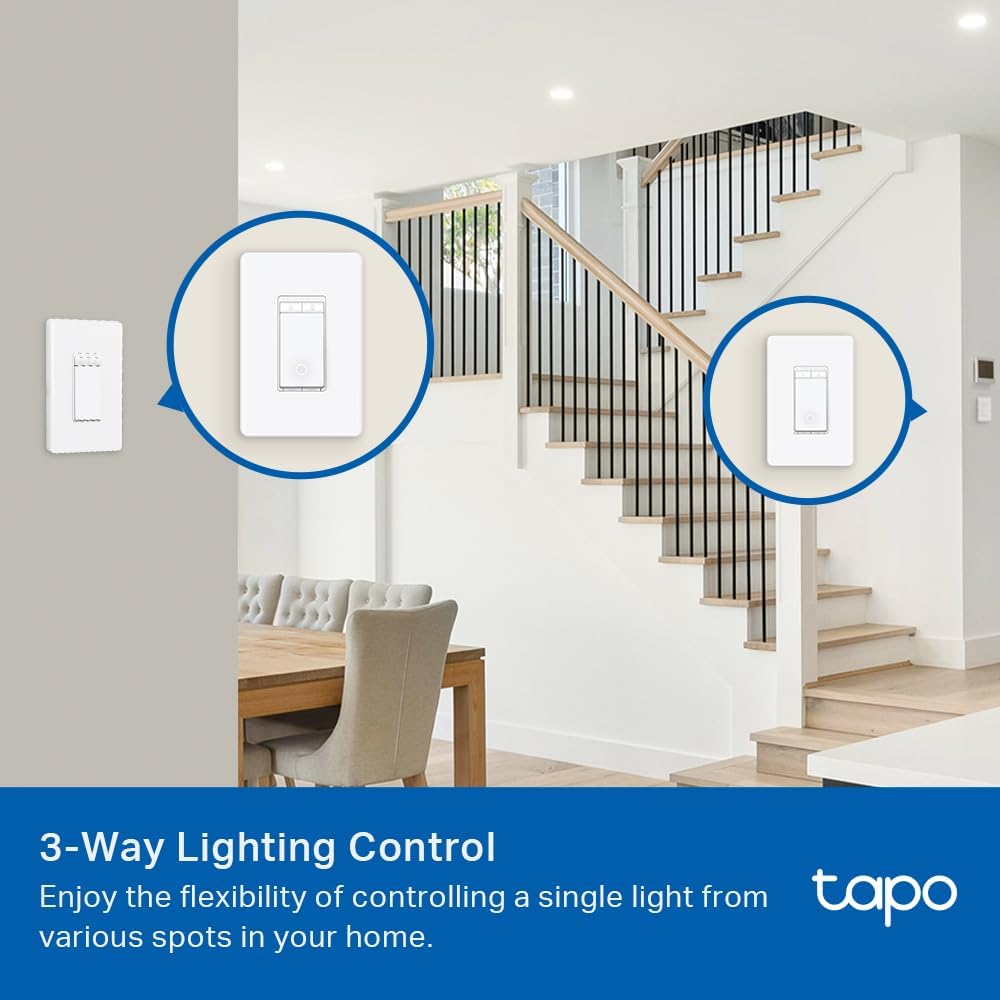 Tapo Smart Wi-Fi Dimmer 3-Way Light Switch with Matter-Certified 2-Pack