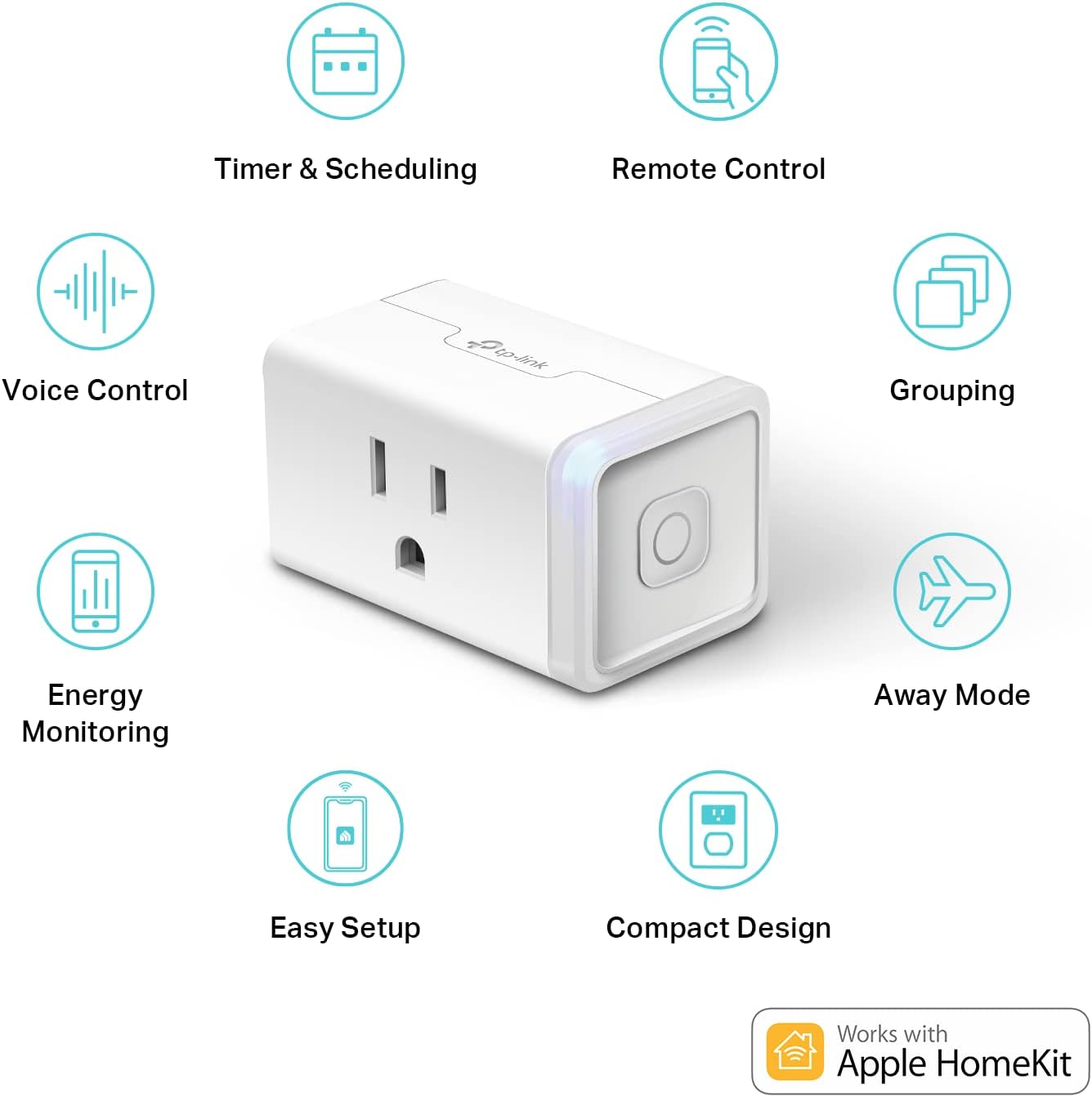 Kasa Smart Plug Mini, Wi-Fi 2.4GHz Smart Outlet, works with Apple HomeKit, Alexa, Google, EP25P4