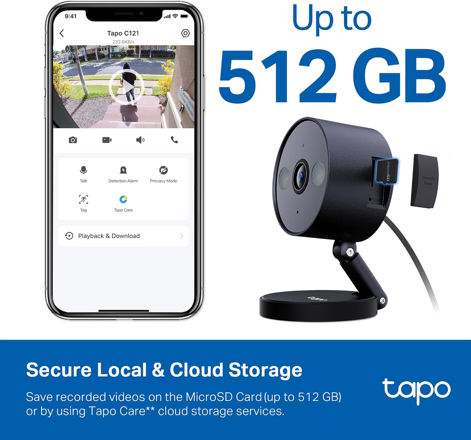 Tapo Indoor/Outdoor Wi-Fi Home Security Camera Black