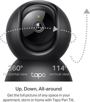 Tapo Pan/Tilt 2K High Definition Wi-Fi Home Security Camera Black