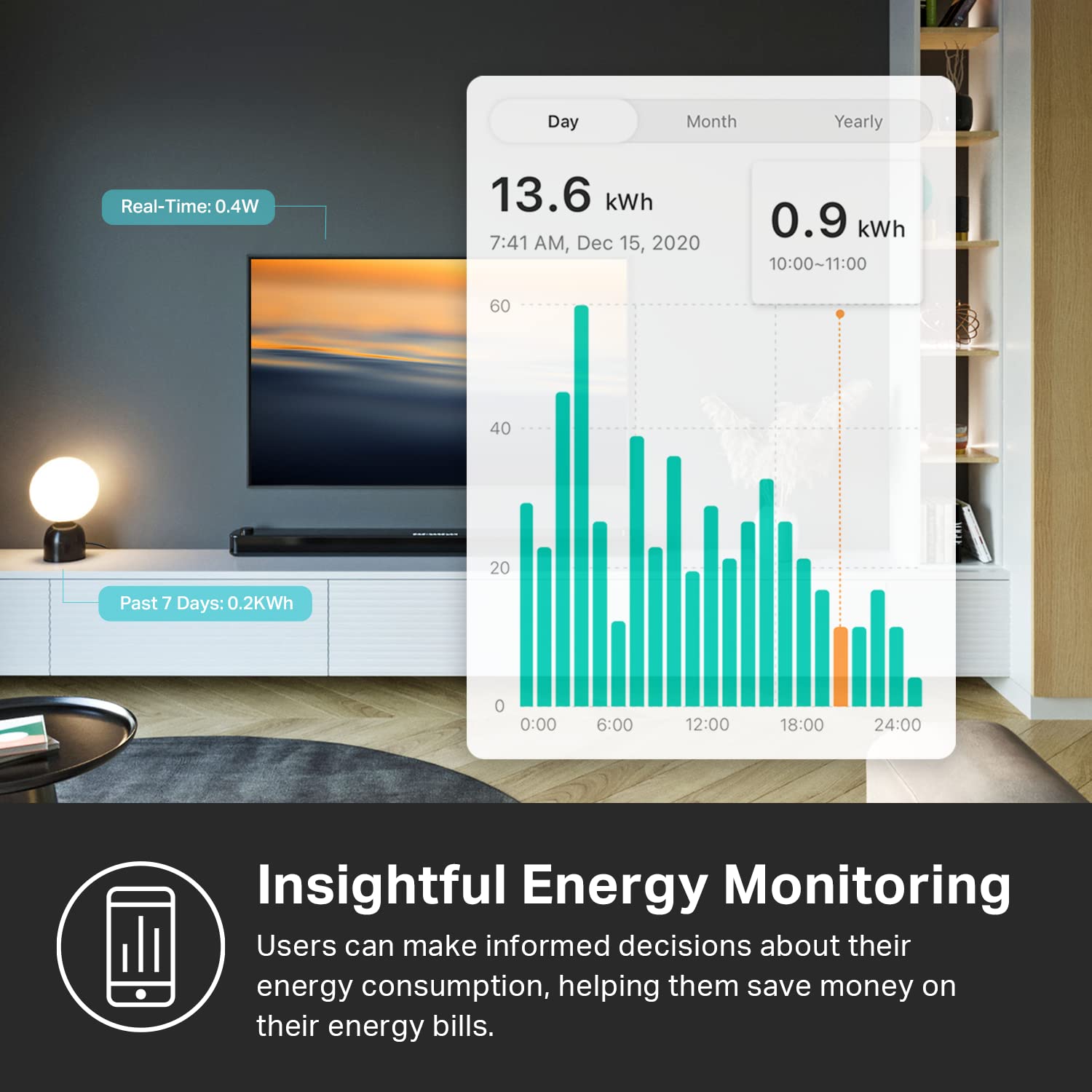 Kasa Matter Smart Plug w/ Energy Monitoring, Compact Design, 15A/1800W Max, Easy Setup, Works with Apple Home, Alexa & Google Home, 2.4G Wi-Fi Only, KP125MP4