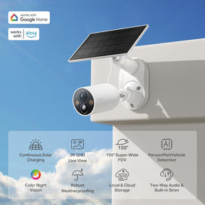 Tapo SolarCam 2K QHD Smart Wire-Free Security Camera with Solar Panel (Tapo C425 Kit)