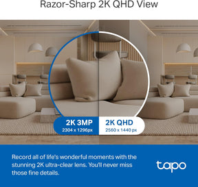 Tapo Pan/Tilt 2K QHD High Definition Wi-Fi Home Security Camera