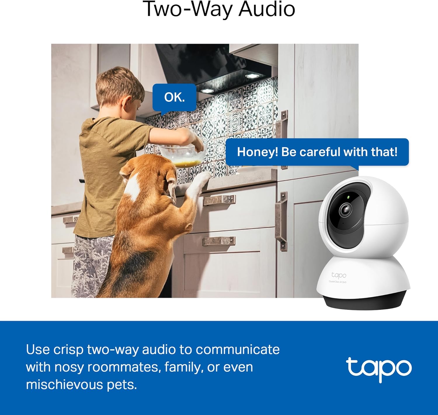 Tapo Pan/Tilt 2K QHD High Definition Wi-Fi Home Security Camera