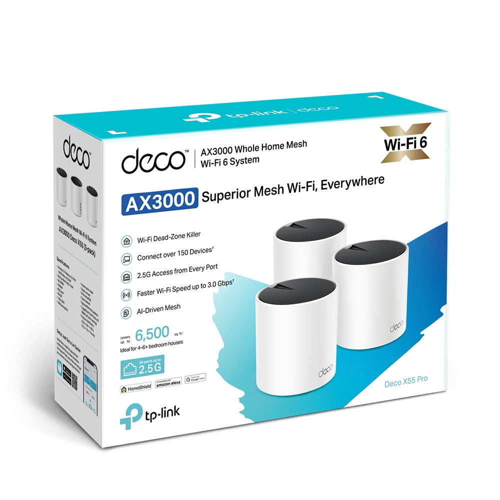 TP-Link Deco AX3000 WiFi 6 Mesh System(Deco X55) - Covers up to