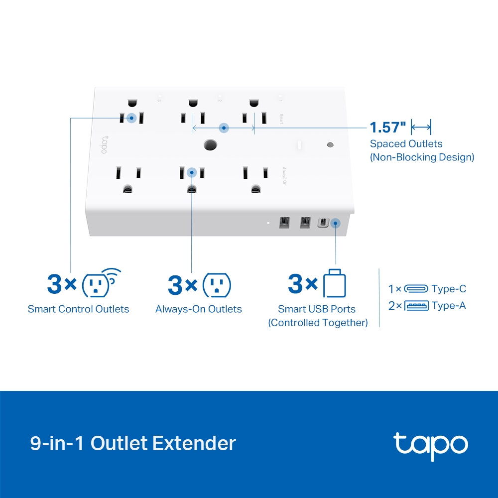 Tapo P306 Smart Plug WiFi Outlet Extender, Surge Protector