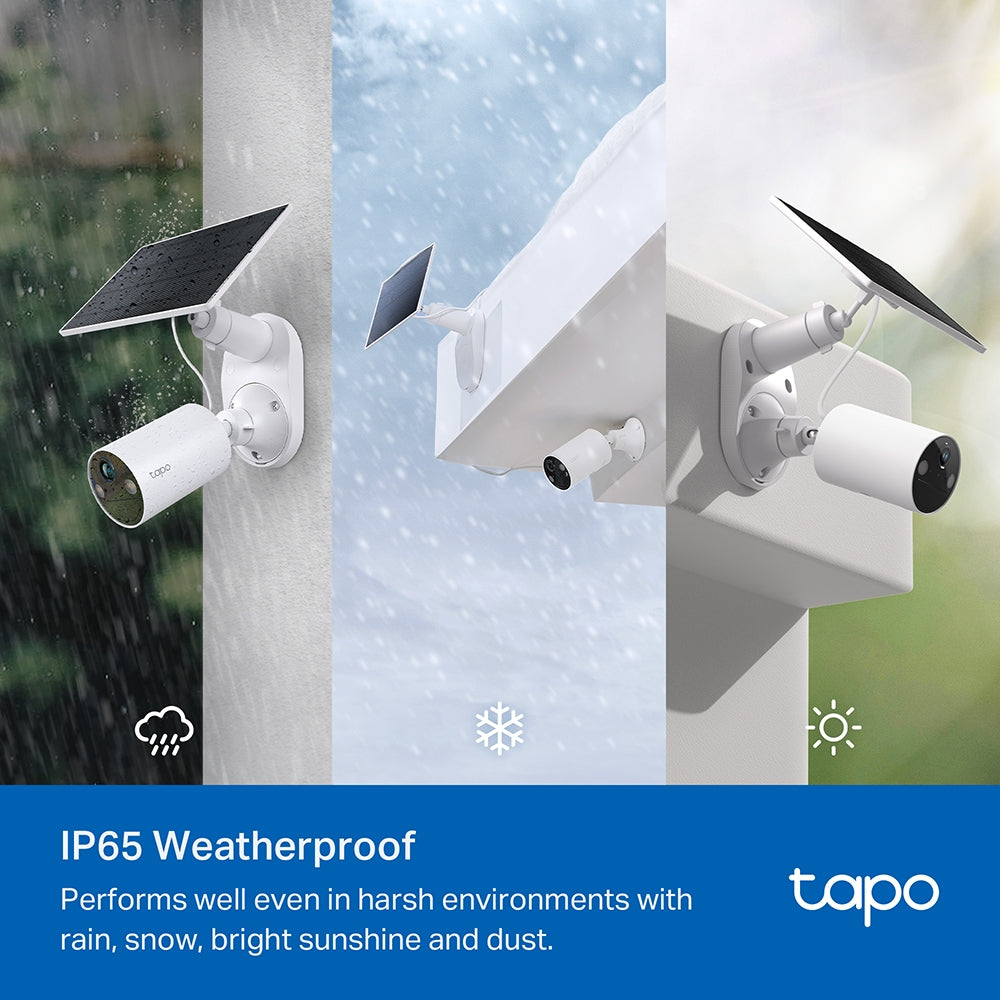 Tapo Wire-Free Indoor/Outdoor 1080P Full HD Solar-Powered Security Camera Kit with IP65 Waterproof Protection