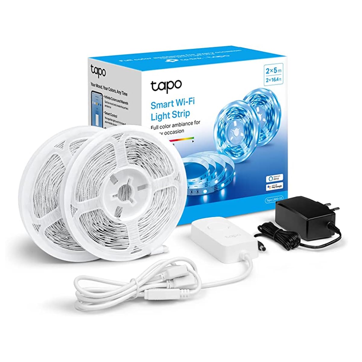 TP-Link Tapo RGB Smart LED Light Strip with Music Sync, 32.8ft(2 Rolls of 16.4ft) Tapo L900-10