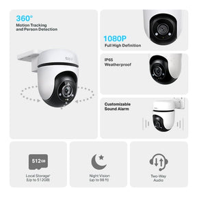 TP-Link Tapo 2K QHD Outdoor Pan/Tilt Wi-Fi Security Camera, 360° View,  Motion Tracking, Color Night Vision, Free Person/Vehicle/Motion Detection