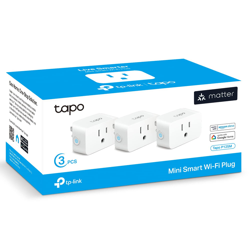 TP-Link Tapo Matter Compatible Smart Plug Mini 15A/1800W Tapo P125M 3 Pack $24.99